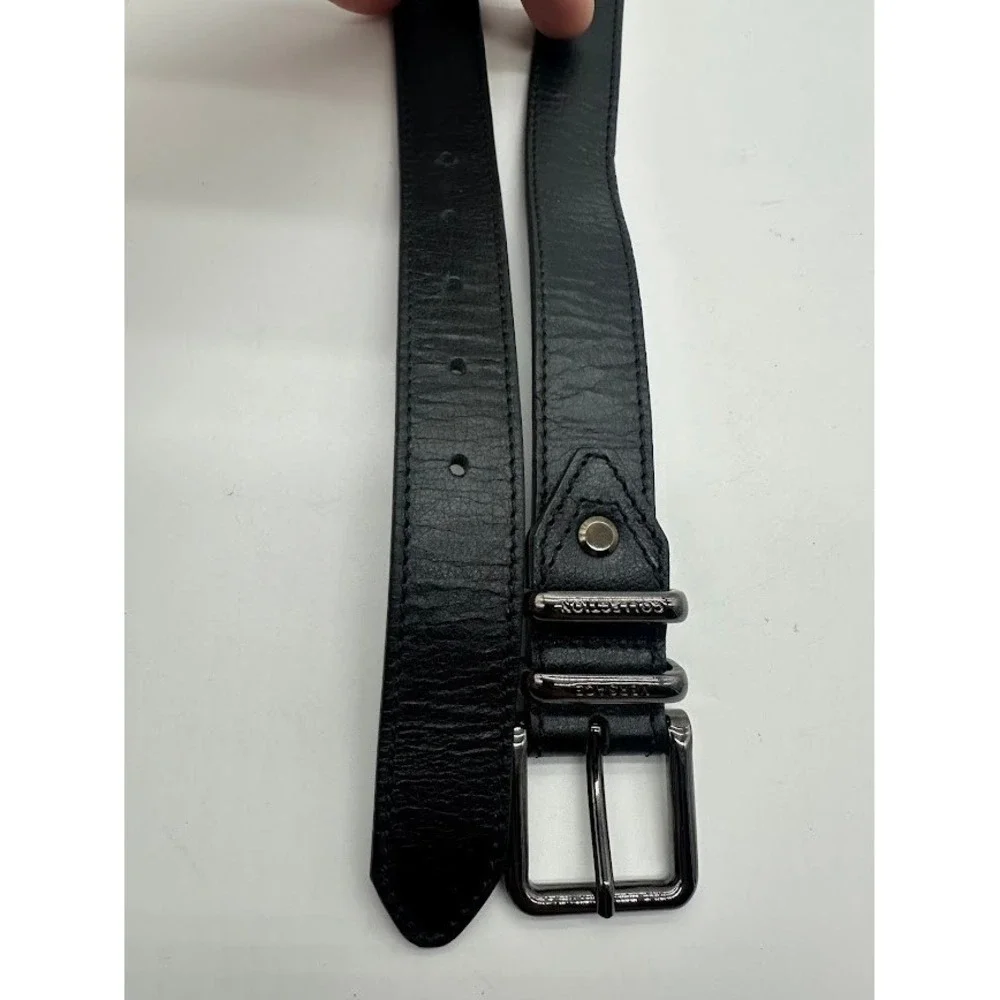 Versace Collection Mens Black Leather Belt Gunmetal Buckle Made in Italy Size 38
